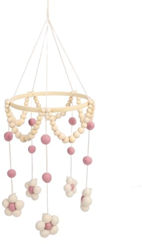 Riuulity Hanging Baby Mobile, Charming Daisy Pattern, Gentle Swaying, Sleep Aid for Nursery, Decoration, Bed Bell Pendant, Safe for Newborns (Pink)