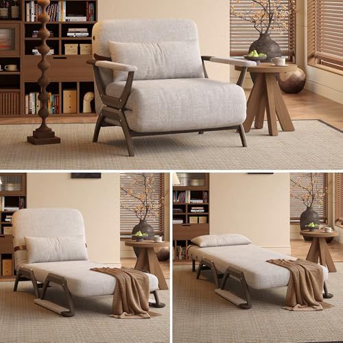 JASIWAY Convertible Sleeper Chair, 3-in-1 Convertable Fold-Out Chair Bed for Adults, Futon Sofa Sleeper That Turn into Beds for Small Spaces, Adjustable Backrest, Walnut(76.4 D X 33 W)