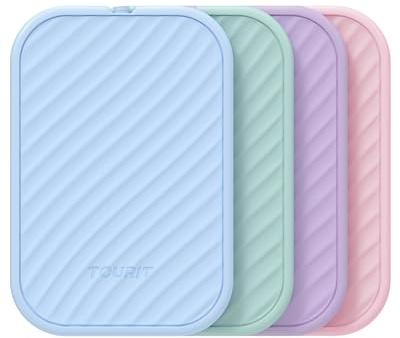 TOURIT Set di 4 batterie refrigeranti intelligenti per borsa termica e zaino refrigerante, contenitore per il pranzo, riutilizzabile, durevole, senza BPA, batterie di raffreddamento flessibili
