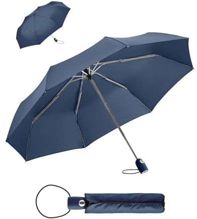FARE Regenschirm (marine) - öffnet & schließt automatisch - kompakt, windsicher, sturmfest & wasserabweisend - stabiler Taschenschirm - Perfekter Begleiter für Damen und Herren