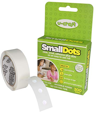Kleine Klebepunkte | Doppelseitig permanent klebend | Für detaillierte Bastelarbeiten | Extra klein | 5 mm Durchmesser / 300 Stück auf Rolle