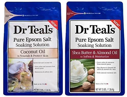 Dr Teal's Epsom Salt Bath Combo Pack (6 lbs Total), Nourish and Protect with Coconut Oil, and Soften & Moisturize with Shea Butter & Almond Oil