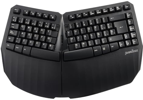 Perixx PERIBOARD-613B Ergonomische kabellose Mini-Tastatur mit Dual-Modus 2,4 G und Bluetooth, kompatibel mit Windows 10 und Mac OS X System, Schwarz, spanisches Layout