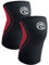 Rehband Kniebandage 3mm Neopren, leichte Kniebandage für Damen & Herren, Bandage Knie für Ausdauersport, atmungsaktive Sportbandage, Farbe:Schwarz/Rot - 1 Paar, Größe:M