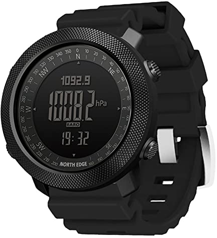 TPWEWRX Digitale Sportuhr für Herren 50M wasserdicht Taktische Uhr Militäruhren intelligente militärische elektronische Armbanduhr mit Höhenmesser Barometer Kompass für Herren (Black)