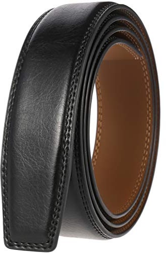 Overhil1s Cintura in Vera Pelle Senza Fibbia Larga 3,5 cm in Vera Pelle Senza Cinturino con Fibbia Automatica Cinture firmate da Uomo (Color : Black, Size : Length 120cm)