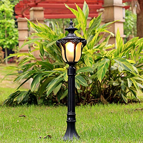 Sockelleuchte Rustikale Weglampe Gartenlampe Antik Gebrauch Im Freien E27 Glas Aluminium Sockellampe Außen Weg Einfahrt Pfeiler-Lampe Retro Wasserdichte Post Licht Rasen Villa Park Hof Terrasse (B)