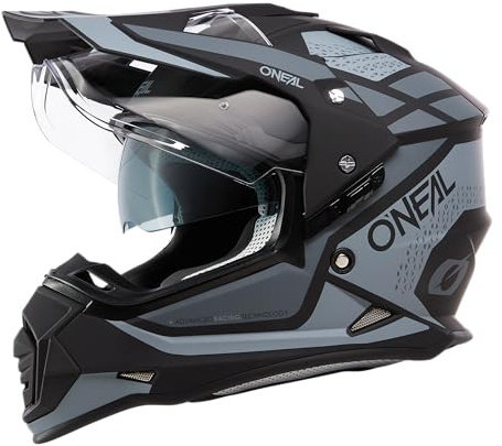 O'Neal Casco de Moto Enduro Aberturas de ventilación para un máximo Flujo de Aire y refrigeración, Carcasa ABS, Visera Solar integrada Casco Sierra R V.24 Adulto Negro Gris Talla XL