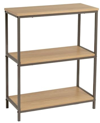 LOLAhome Estantería Cubo de Metal con 3 estantes de Madera Natural de 60x30x76 cm