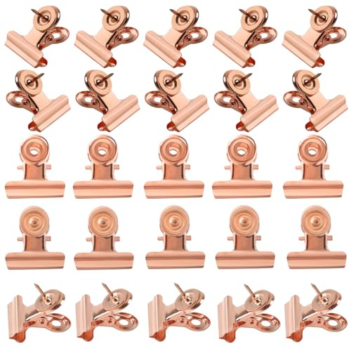BLMHTWO Lot de 30 punaises en métal - Noir - Avec stylo - Accessoires de suspension pour plaques de liège - Planches noires (2 x 2 cm) (or rose)