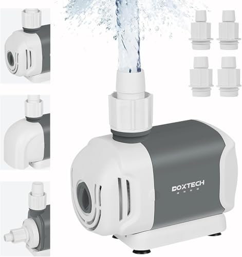 boxtech Bomba de acuario 3 en 1 con motor de cobre de 25dB ultrasilencioso 45W 2500L/H, 3 modos de fondo lateral de tierra, cerámica anticorrosión para estanques fuentes y estanques de peces
