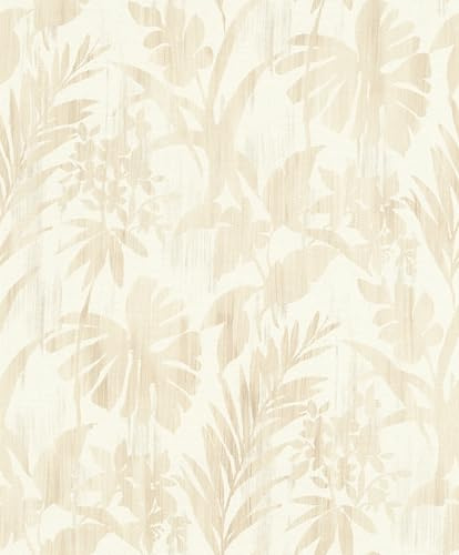 Rasch Tapet 410570 – fleecetapet med bladmotiv i beige på ljus bakgrund från Beachhouse kollektionen