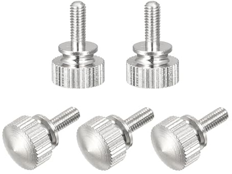 sourcing map 5Pcs M3x8mm Knurled Thumb Screws, Brass Nickel Plated Shoulder Bolts Grip Knobs Fasteners for Electronic, Mechanical, Nickel White