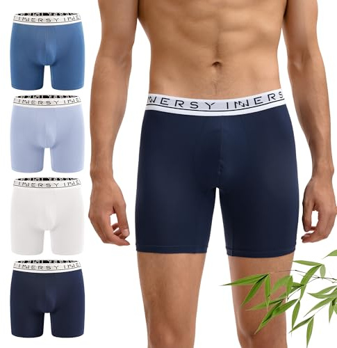 INNERSY Boxershorts herr bambu kalsonger män andas retroshorts sport underkläder 4-pack