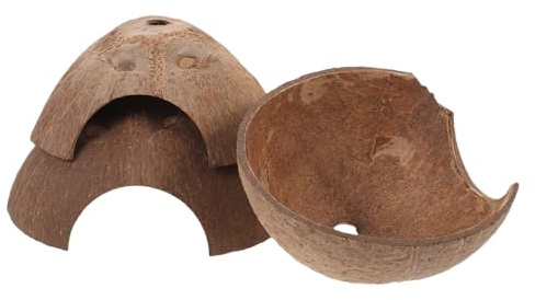 TOYANDONA 3 pièces Cachette Reptile Durable Coque de Noix de Décoration Résistante pour Terrarium Abri Naturel pour Lézards Serpents et Petits Reptiles