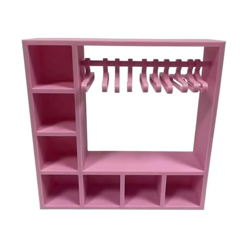 Armoire à vêtements de poupée avec 10 cintres – Armoire et boîte de présentation pour poupées tendance de 15/17 cm, organiseur de rangement portable pour accessoires et tenues de maison de poupée