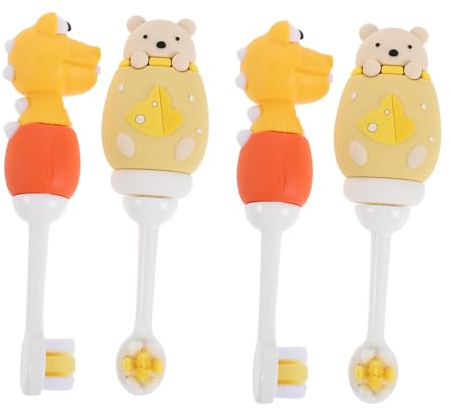 SOPOTUTU 4 Piezas Cepillo Dientes Infantil Cerdas Extra Suaves Diseño Cartoon Seguro Fácil Limpiar para Bebés Años Entrenamiento Oral Pequeños