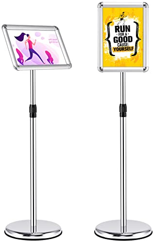 COSTWAY Supporto Poster Menù Stand per Pubblicità da Terra in Metallo, Girevole e Regolabile in Altezza, A4 / A3 (A4 Argento x 2)
