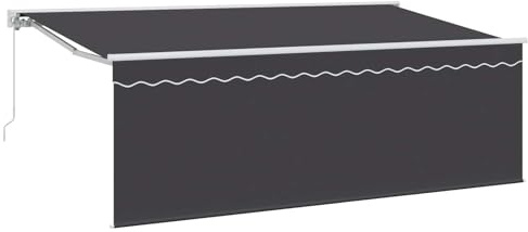 Coespram Tenda da sole retrattile antracite, 400 x 200 cm, con braccio articolato, per terrazza e balcone, robusta tenda da sole con telaio in alluminio, protezione solare estensibile manualmente per