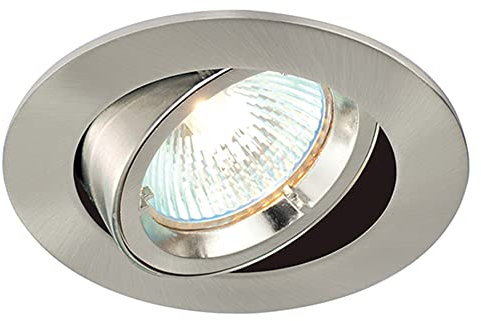 Betta Lighting Recessed Ceiling Lights - GU10 Downlights for Ceiling - IP20 Mains Powered Spot Lights for Kitchen, Bedroom, Lounge - Halogen or LED Required - Tilt Version, Satin Nickel