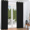 Beautissu 2er Set Thermovorhang Gardine 140x245 cm Schwarz – Ösen Thermogardine Set – Ösenvorhang isolierend Kälte- & Hitzeschutz – Vorhang verdunkelnd Wohnzimmer, Schlafzimmer – Amelie to