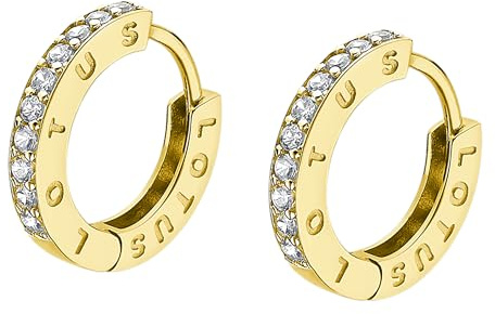 LOTUS SILVER Aros de Plata Mujer LP1887-4/4 - Pendientes Mujer Plata de ley 925 con Circonita Cúbica - Ligeros, Cómodos y Resistentes - Cierre Seguro Congo - Aros Dorados - Basics - Argollas de Plata
