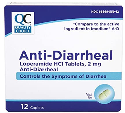 Quality Choice Anti-Diarrheal Loperamide HCI Tablets, 2 mg, 12 Caplets