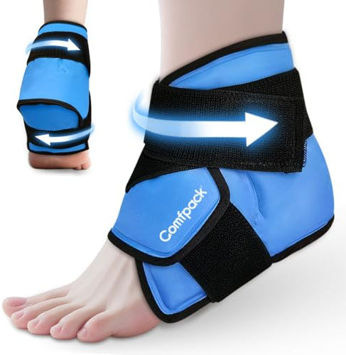 Comfpack Heel Ice Pack Wrap for Plantar Fasciitis Relief, Ankle Ice Pack Wrap for Swelling, FSA Eligible, Reusable Gel Cold Pack for Foot Pain Relief, Achilles Tendonitis, Ankle Sprain, Heel Pain