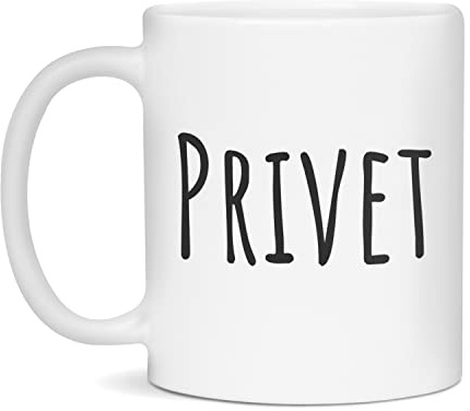 Privet Greeting Hello Coffee Mug Privet Gift, 11-Ounce White