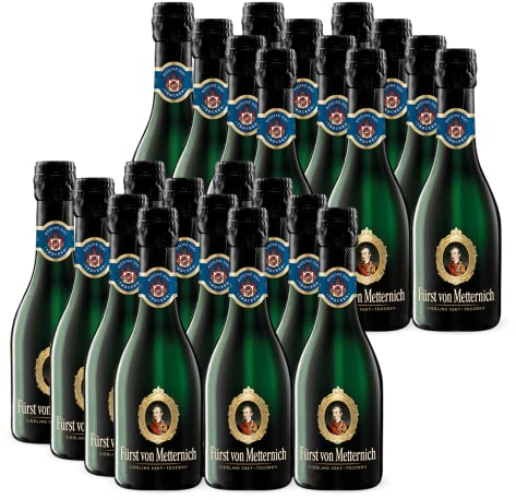 Fürst von Metternich Riesling Sekt, Trocken, Dry (2x 12x0,2l) Premiumsekt aus rein deutschen Wein Anbaugebieten im Rheingau und der Pfalz, klare und ausgeprägte Fruchtnoten