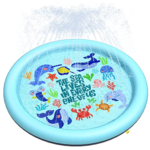 Peteast Piscine pour chiens de grande et petite taille et enfants 167 cm - Tapis d'arrosage pliable - 0,58 mm d'épaisseur - Antidérapant - Respectueux de l'environnement et durable - Pataugeoire pour