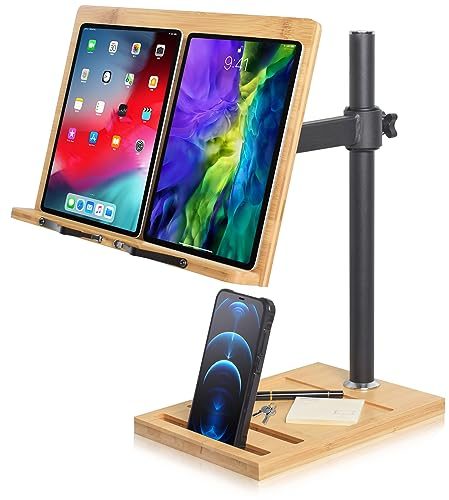 wishacc Buchständer, höhenverstellbar, mit Pad/Handyhalterung (39,1 x 27,9 cm)