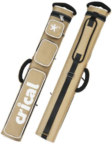 CRICAL KONLLEN 2x4 Pool Cue Case, Fabric Billiard Cue Case with Accessory Pockets, Adjustable Shoulder Strap, Non-Slip Base, Holds 2 Butts and 4 Shafts