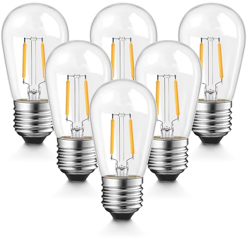 Lampadina LED S14 E27, luce bianca calda, ST45, 1 W, sostituisce 10 Watt, 15 Watt, vintage, 230 V, per lampadari, comodino, 2700 K, stile filamento, non dimmerabile, 6 pezzi
