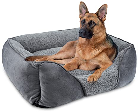 FURTIME Hundebett Grosse Hunde, Hundekorb Waschbar Flauschig, rutschfeste Hundekörbchen Weich Bequem Atmungsaktiv, Anti-Angst Hundebetten für Grosse Hunde und Katzen, 89x63x23cm