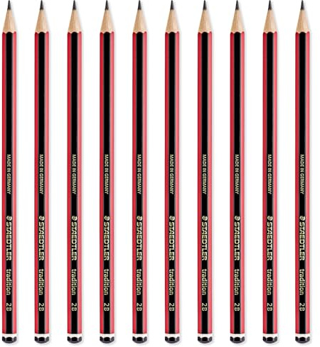 STAEDTLER Tradition Pencil - Drawing Sketching Art - Pack of 10 Pencils - Grade 2B