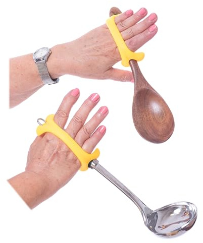 AIDBONES Grepphållare för Utrustningshjälp, Halkskydd, Extremitetsförlust, Särskilda Behov, Tenosynovit, Artrit, Stroke (2-Pack, Gul 14.5 cm)