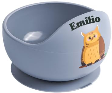 TYRY.HU Babyschüsseln mit Saugnapf, Kinderteller mit Namen Silikon Rutschfester Esslernteller für Babys Kinderschüssel Personalisierte Baby Breischale Silikonschüsseln BPA-frei