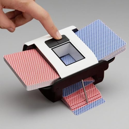 CUIYKAI Mélangeur de Cartes Électronique Rechargeable 2000mAh, 1-2 Ponts, pour Jeux de Cartes UNO, Poker, Belote, Pinochle, Cassino, Texas Hold'em, Blackjack