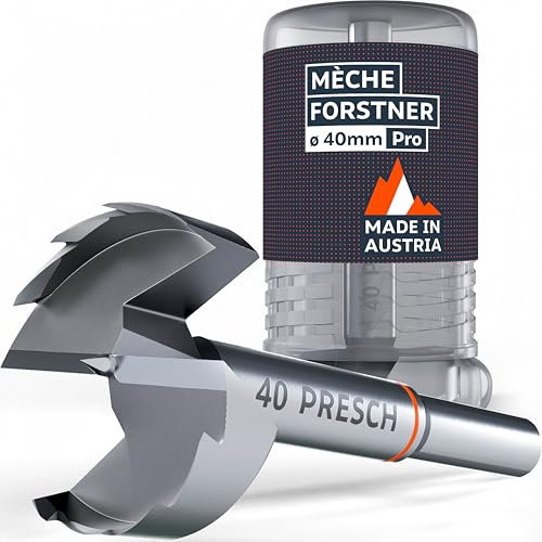 Presch Broca Forstner Ø 40mm - Broca para madera ultra afilada y duradera - Punta central de alta precisión para agujeros perfectamente redondos - Rendimiento fiable con vida útil optimizada