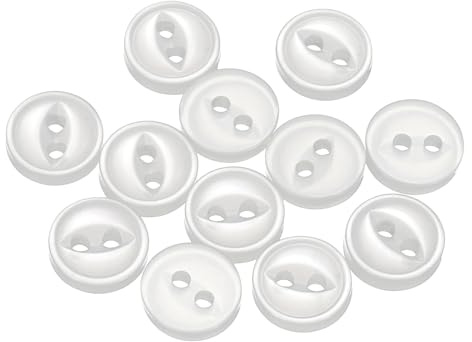 sourcing map 12 botones de costura redondos de 14 L, color blanco crema, 9 mm, resina, 2 agujeros, ojo de pez, botón de repuesto para manualidades, pantalones, vestidos, faldas, ropa, botones de