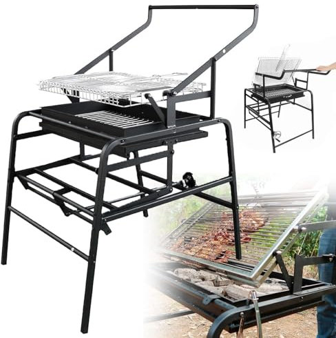 Barbecue a carbonella girevole, in acciaio inox, per cucinare all'aperto, design pieghevole, ideale per grigliare kebab, perfetto per più persone