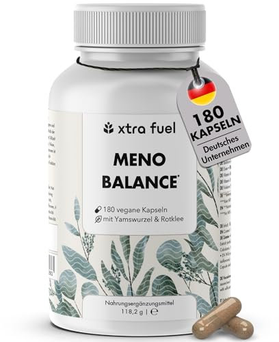 Wechseljahre Kapseln 180 Stück - Meno Balance - Natürliche Formel mit 500mg Yamswurzel, 340mg Rotklee, 200mg Baldrian-Extrakt, Eisen, Folsäure & B-Vitamine – laborgeprüfter Meno Komplex Wechseljahre