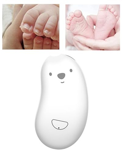 Fabater Säker Elektrisk Baby Nagelkvarn med USB-laddning |6 Sliphuvuden för Nagelvård, Lätt Bärbar Babynagelfil för Hemresor (Vit)