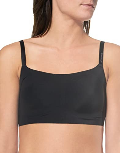 Calvin Klein Women's Invisibles Comfort Seamless Adjustable Skinny Strap Bralette Bra, Black, XS