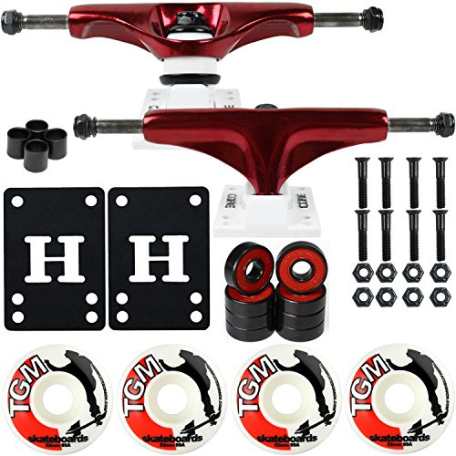 Core Skateboard Package 5.0 Trucks 52mm with White Wheels + Components (Metallic Red Hanger/White Base)