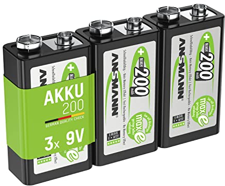 Ansmann 1311 – 0014 – 590 LSD 9 V batteria, tipo 200 mAh, Batteria Ricaricabile Nimh e di blocco argento