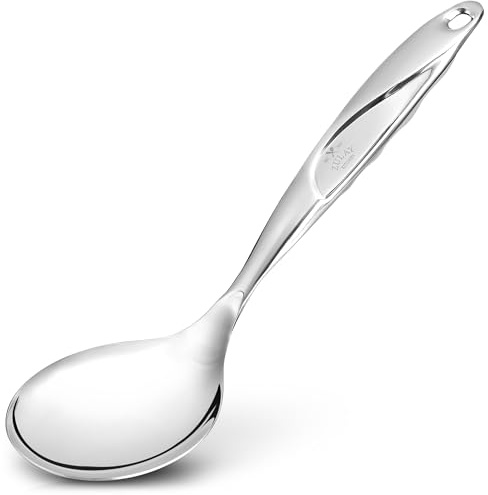 Zulay Kitchen Stainless Steel Serving Spoon - 11.5” Large Cooking & Serving Spoon with Ergonomic Handle - Durable, Rust-Resistant & Dishwasher Safe Kitchen Utensil for Cooking and Buffets
