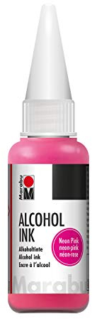 Marabu 12160059334 - Alcohol Ink neon pink, 20 ml, Alkoholtinte, für Fluid Art, Resin Art und Epoxidharz, für nicht saugende Untergründe, beschichtetes Spezialpapier, Metall, Keramik und Glas