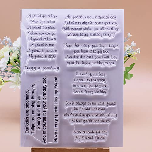 Lily Craft Linda Craft 1pc A Friend Gives Hope When Life is Low Happy Easter Clear Stamps for Card Making Decoration